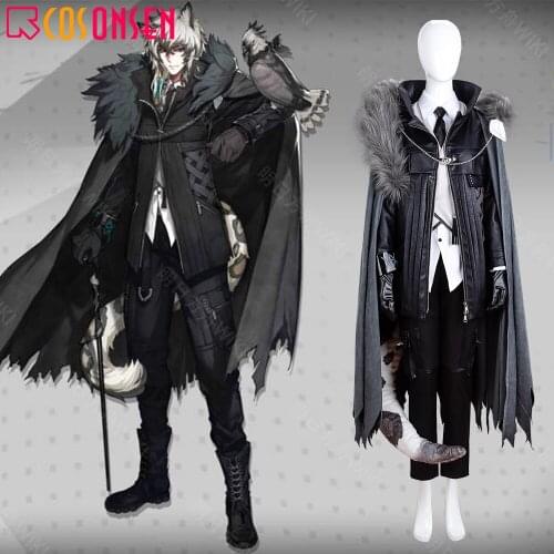 Anime! SilverAsh Cosplay Costume Game Arknights Adult Handsome Gothic Leather Uniform with Cloak COSPLAYONSEN Custom made