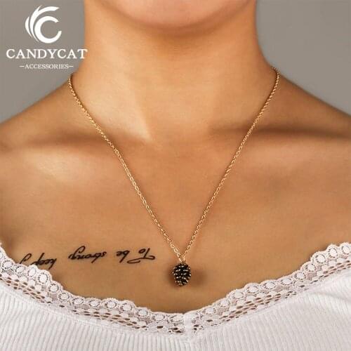 Simple Trendy Pine Nuts Plant Pendant Chains Necklaces For Women Statement Adjustable Gold Silver Color Choker Jewelry Gifts