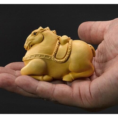 7cm Wood Horse Statue Boxwood Sculpture Zodiac Feng Shui Living Room Lucky Ornaments Immediately Rich Home Decor