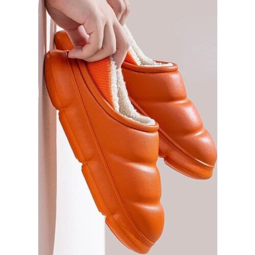 Cotton slippers womens autumn and winter bag heel waterproof warm shoes lovers' home shoes Plush warm mens Non Slip slippers