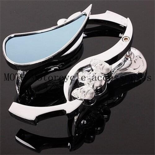 Chrome Motorcycle Rearview Side Mirrors 10mm Teardrop Skull Mirrors For Harley Softail Dyna Chopper Bobber Road Glide King