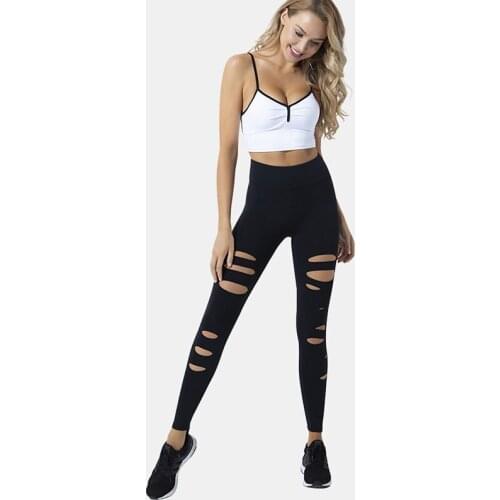 UA ROCK Summer Patchwork Sexy Low-Cut Yoga Bra Vest+ High Waist Hole Tight Legging Women Gym Running Fitness 2 Pcs Sports Suits