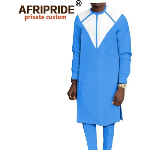 African Clothes for Men Dashiki Suit Traditional Attire Tops Trousers Fashion Outfits 2 Pieces Tops Pants Set Plus Size A2016058