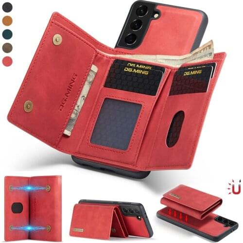 Leather Case for Samsung Galaxy S21 Ultra S21Plus A72 A52 A42 Note 20 A03S S21 FE A22 Retro Magnetic Flip Cover With Wallet