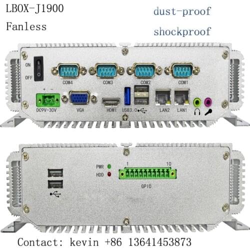 Fanless Mini pc intel Celeron J1900 2xLAN Industrial Computer with 4* USB Port 4* RS485 Business embedded Computer