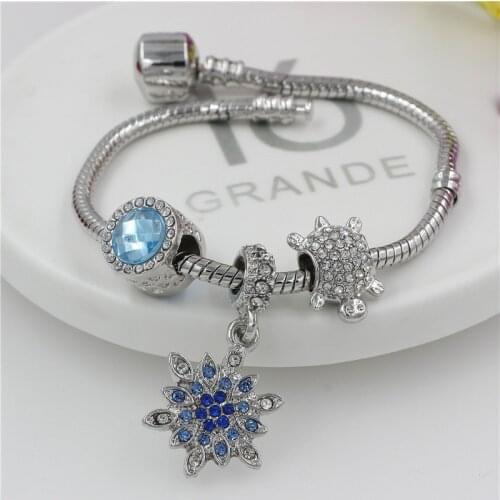 Fashion DIY Crystal&Glass Beads Charm Bracelets For Women Snake Chain Bracelets & Bangles Pulsera