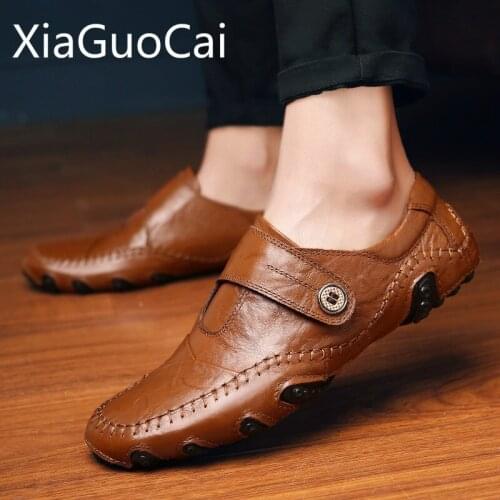 Genuine Leather Mens Casual Shoes Round Toe Mens Casual Sneakers Cotton and Suede Leather Mens Business Flat Casual Shoes