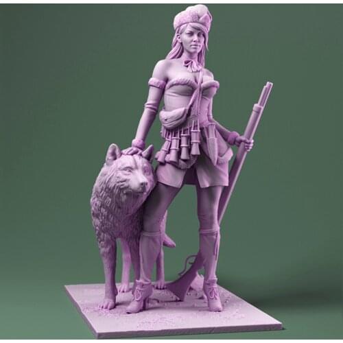 New Unassembled 1/24 ancient woman warrior stand Resin Figure Unpainted Model Kit