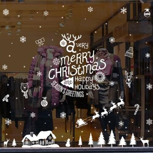 New 3D Wall Sticker DIY Home Decor Snow Town Christmas Decorations Window Glass Decorative Merry Christmas Removable Wall Decals