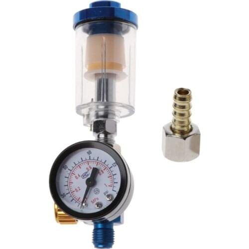 Zero Air Pressure Regulator Gauge Spray Gun In-Line Water Oil Trap Filter Separator Kit Tool
