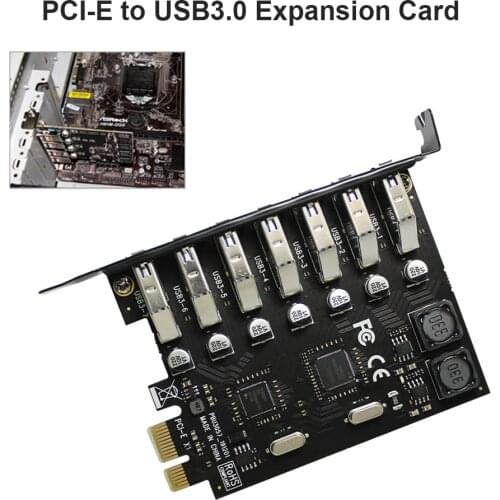 PCI-E to USB 3.0 Add on Card Adapter Expansion Card High Speed 7 Ports USB 3.0 HUB Extender External Controller