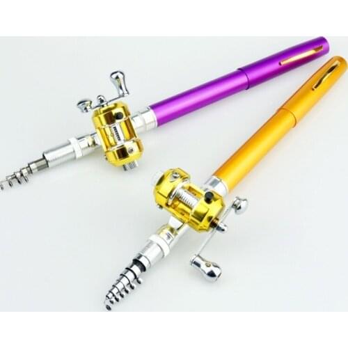 Portable Pocket Telescopic Mini Fishing Rod Pole Pen Shape Folded Fishing Rod With Reel Wheel For Outdoor River Lake Fishing