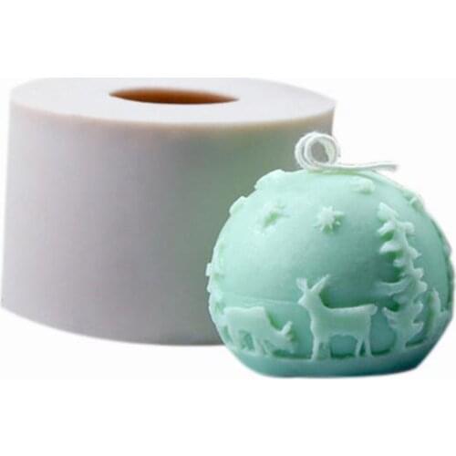 Merry Christmas Ornament DIY Candle Mold Silicone Handmade Soap Mold Christmas Decorative Candle Maker Safety Baking Mold