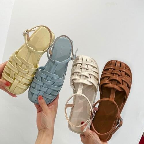Women Sandals Roman Summer Slippers Female Baotou Sandals Vintage Flats Weave Casual Ladies Shoes Large Size 36-43 Women Sandals