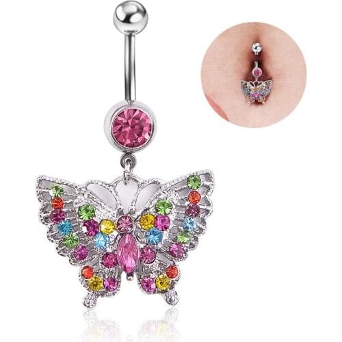 Sexy Belly Button Rings Dangle Surgical Steel Cool Crystal Belly Piercing Ring Simple
