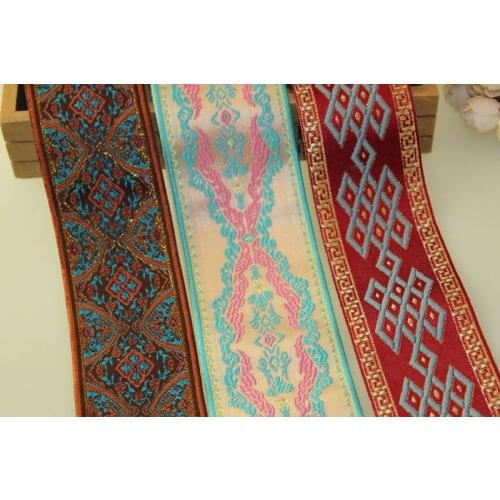 Mixed set 6yards/lot wide 6cm-7cm Woven Jacquard Ribbon classical design curtain and clothing accessory LS-9857