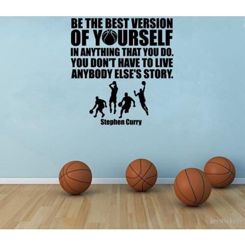Vinyl Wall Sticker Basketball Stephen Curry Quote Wall Sticker Removable Basketball Players Vinyl Sports Wall Decals joy103