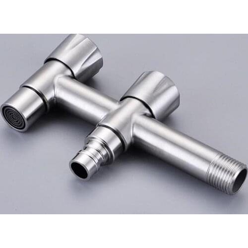 Double Spout Water Tap 2 Water OutletWashing Machine Faucet Tap G1/2 Home Mop Tap 304 Stainless Steel Multifunction Washing tap