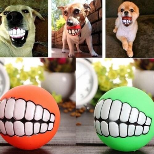 Funny Puppy Pet Dog Squeak Toys Teeth Shaped Ball Toy For Small Dogs Chew Toy Novelty Pet Training Playing Supplies Random Color