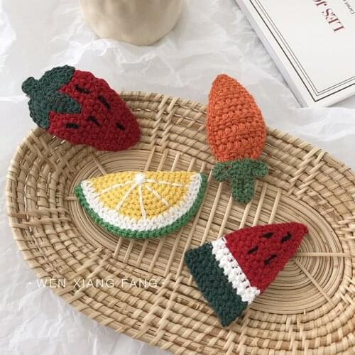Korean style hand woven carrot strawberry hairpin BB hairpin wool banger hairpin cute hair ornament girl