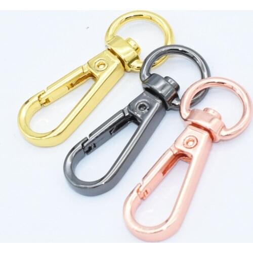 40mm*11mm Rose Gold Gunmetal Swivel Clasp Key Clip Metal Hook Lobster Buckle Push Gate Snap Hook Strap Hook for Bag Purse