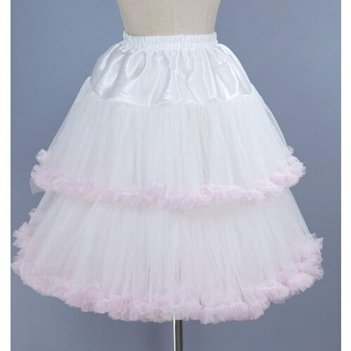 2021 Lolita Chiffon Lace Cosplay Petticoat Underskirt Short Women Pink Fairy Petticoat Skirt Cosplay Accessories