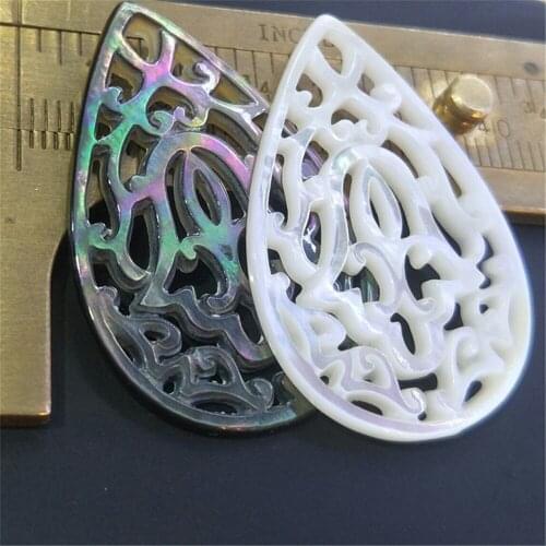 10pcs/lot Natural mother-of-pearl shell Drop-shaped fritillary hollow piece for diy jewelry earring