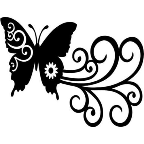 17.8*13.7CM Stylish Car Sticker Butterfly Swirl Car Styling Funny Vinyl Decals Stickers Black/Silver C9-1640