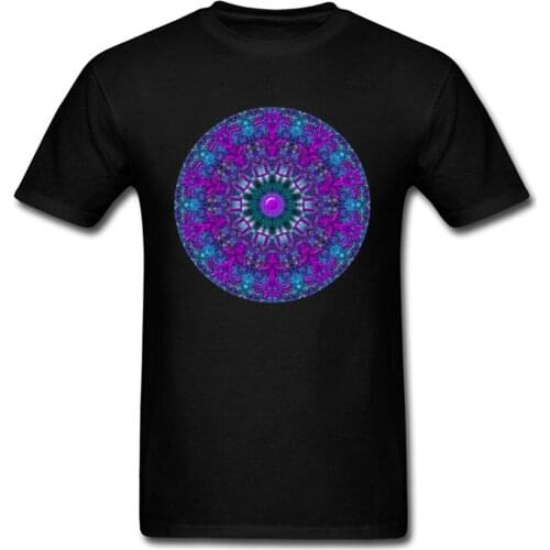 2018 Chic Mandala Design Men Black T-shirt Male Birthday Short Sleeve Cotton Tops & Tees Customized Store