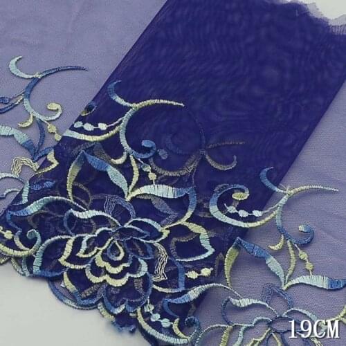 22/23/24Yds Rose Red Sky Blue Lace Trims Mesh Tulle Embroidery Fabric 17cm Guipure Ribbon Dress Sewing Accessories High Quality