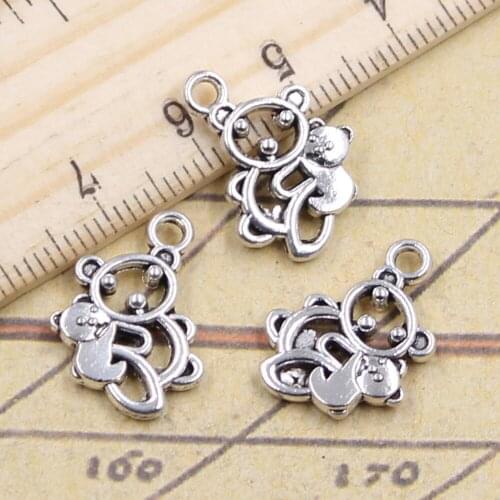 25pcs Charms lovely mother son bear 18x14mm Antique Silver Color Pendants Making DIY Handmade Tibetan Finding Jewelry