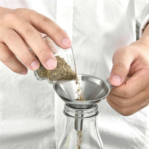 3Pcs/Set Stainless Steel Funnel Oil Water Spices Wine Flask Funnel Kitchen Gadgets for Filling Hip Flask Narrow-Mouth Bottles