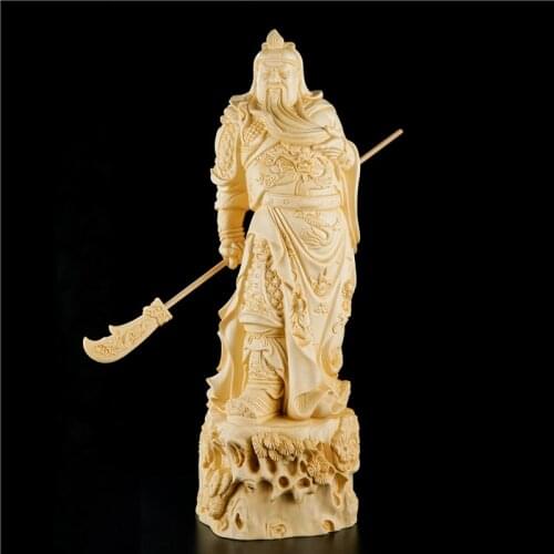 40cm big size Guan Yu God Statue Hinoki Wooden Sculpture Gift Chinese Figure Feng Shui For Home Decor