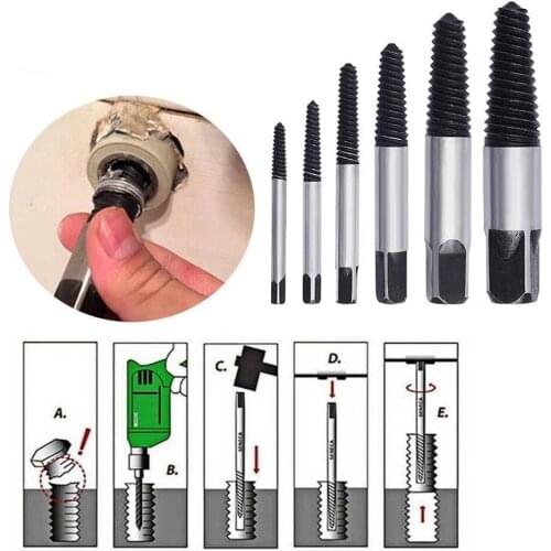5Pcs/set Steel Broken Speed Out Damaged Screw Extractor Bit Set Remover Guide Out Broken Drill Set Easy Bolt X6N8