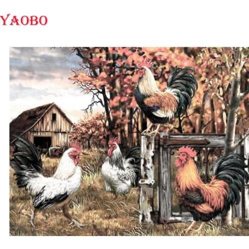 5D Diamond Painting Full Drill square Round Farm Rooster Mosaic DIY Cross Stitch Embroidery Mosaic Puzzle Art Home Decor New