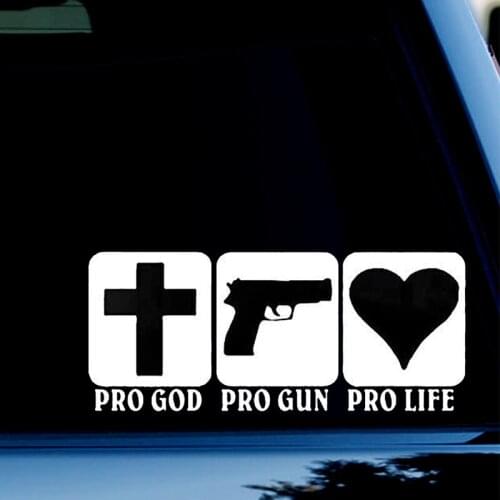 8.5" Wide Pro God Pro Gun Pro Life Decal Sticker