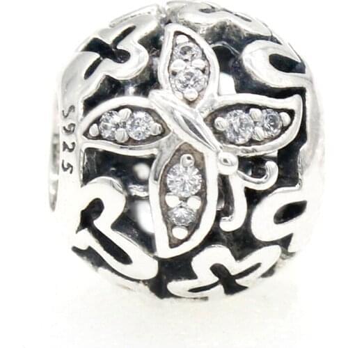 925 Sterling Silver Garden Butterflies Charm Animal Bead Fit Original Pandora Charms Bracelet Silver 925 Jewelry Making