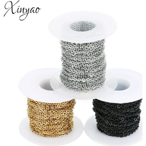 XINYAO 10Yards/roll 1/1.5/2/2.5/3mm Width Stainless Steel Metal Rolo Link Chains Fit Necklace Bulk Chains For Diy Jewelry Making