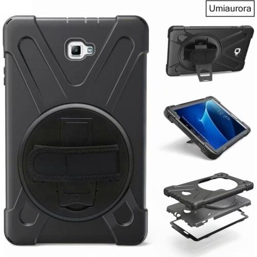 360 Rotate Hand Strap Case For Samsung Galaxy Tab A A6 10.1 2016 T580 T585 SM-T585 Kickstand Cover For Tab A6 10.1 S Pen P585