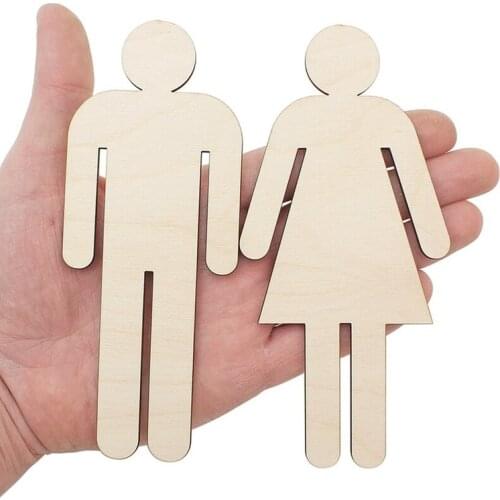 20 pcs Wooden Woman Man Cutout (15cm) Shapes Wood Toilet Sign DIY Art Projects Craft Supply Male female