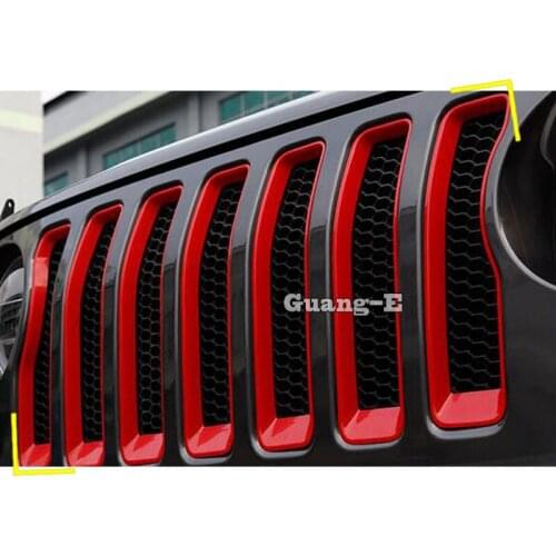 Car Body Protection Detector ABS Chrome Trim Racing Grid Grill Grille Molding 7pcs For Jeep Wrangler JL 2018 2019 2020