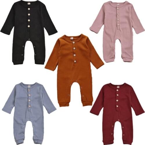Infant Baby Girl Boy Romper Newborn Long Sleeve O-neck Solid Color Knitted Romper Jumpsuit Overall Outfits Autumn 2020 New Sale