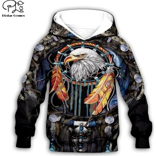 Kids Baby Boy Girl Black Native Indian Lakota Skull print 3d Hoodies Tracksuit Children wear Set Cute Sweatshirts -13