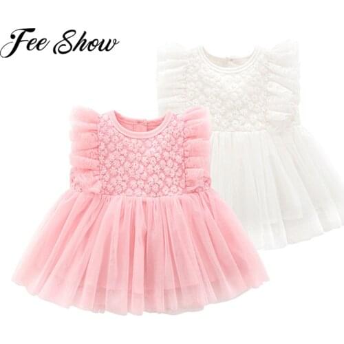 Newborn Baby Girl Clothes&Dresses Cotton Princess Baby Baptism Tulle Dress Infant Christening Mesh Tutu Dress Vestidos 3 6 9 12M