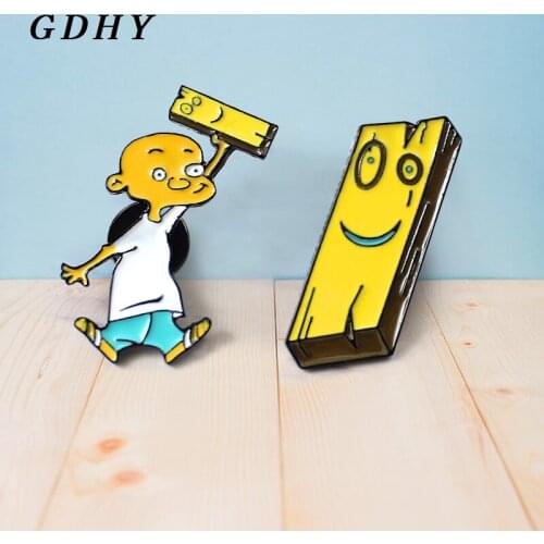 GDHY Brooch Ed, Edd, and Eddy Enamel Pins Jonny And Plank Bald Little Boys Wooden Board Cartoon Pins For Kid Friends Jewelry