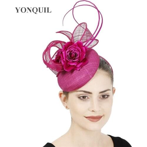 4-Layer Sinamay Headpiece Wedding Women Fascinator Hats Hairpin Bride Cocktail Race Hair Accessories Formal Dress Fedora Cap