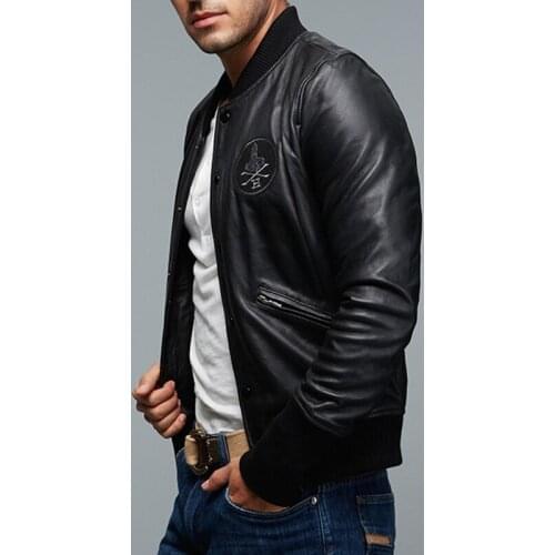 Genuine 2020 Flight Aviation Bomber Men Casual Black Real Leather Aviator Jacket Sheepskin Motorcycle Streetwear