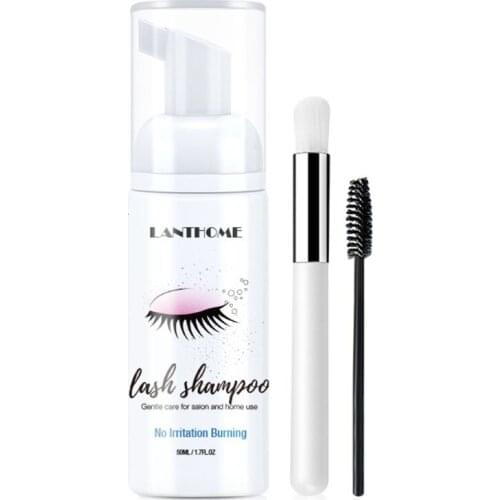 50ml Eyelash Shampoo Brush Kit Individual Eye Lash Extension Foam Cleaner new