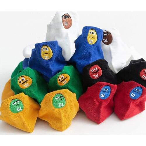 Women Lovely Cotton Socks Boat Shallow Mouth Short Heel Novelty Funny Facial Expression Embroidery Personality Breathable Socks