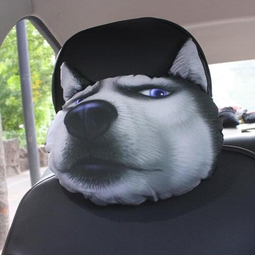 Newest 3D Simulation Cat Dog Animal Pattern Stuffed Toy Car Headrest Pillow Cushion Safety Headrest Car Interior Accessories